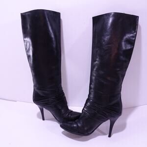 Gianfranco Ferre Women's Leather Pleated Pointy High Tall Boots Sz 36